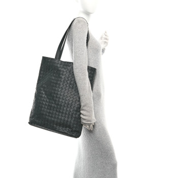 BOTTEGA VENETA Nappa Intrecciato North South Tote Black