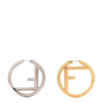 FENDI Metal FF Hoop Earrings Gold Silver