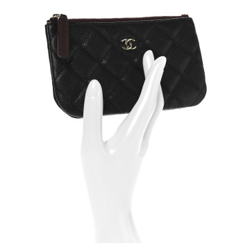 CHANEL Caviar Quilted Small Cosmetic Case Black