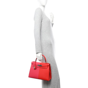HERMES Epsom Casaque Kelly Sellier 28 Rouge Coeur Rose Extreme Bleu Zanzibar