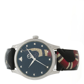 GUCCI Stainless Steel Calfskin 38mm Le Marche Des Merveilles Snake Quartz Watch Black