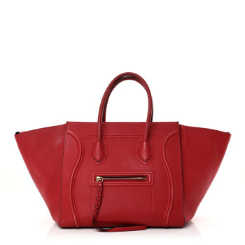 CELINE Grained Baby Calfskin Medium Phantom Luggage Carmin