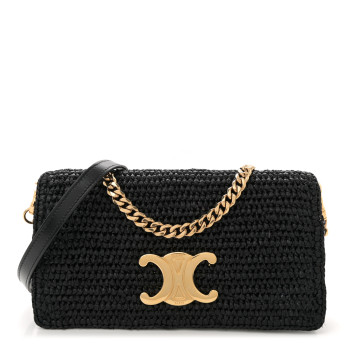 CELINE Raffia Calfskin Multipochette Black