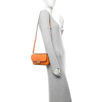 GUCCI Senna Calfskin Petite GG Top Handle Shoulder Bag Orange