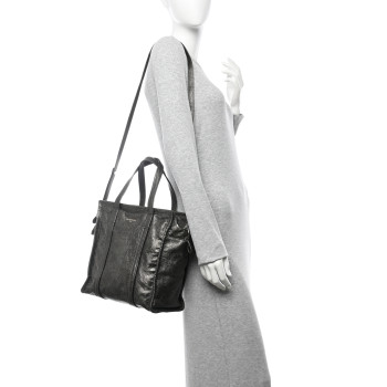 BALENCIAGA Agneau Small Bazar Shopper Tote Gris Pyrite