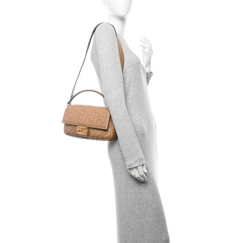 FENDI Nappa FF 1974 Embossed Baguette Miele Scuro
