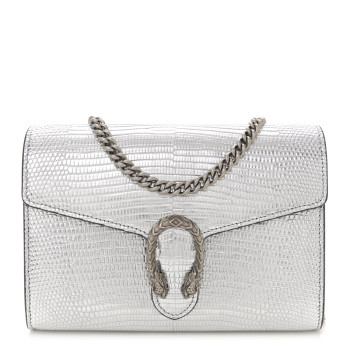 GUCCI Lizard Mini Dionysus Chain Wallet Silver