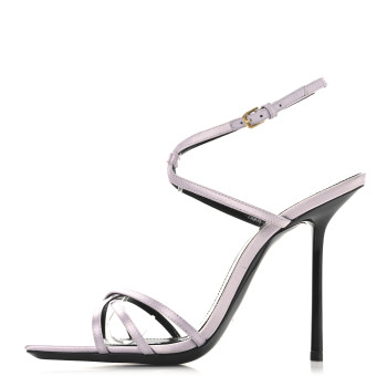 SAINT LAURENT Crepe Satin Baliqua 105 Ankle Strap Sandals 37.5 Poly Grey