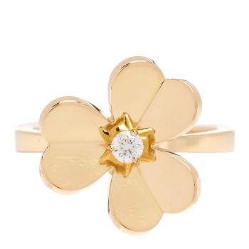VAN CLEEF & ARPELS 18K Yellow Gold Diamond Small Frivole Ring 53 6.5