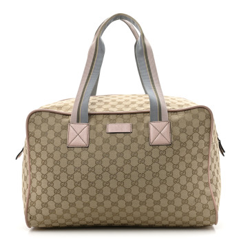 GUCCI GG Monogram Web Medium Collapsable Carry On Duffle Beige Pink