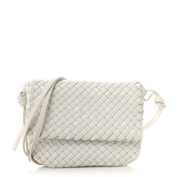 BOTTEGA VENETA Nappa Intrecciato Cobble Messenger Bag White