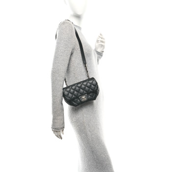 CHANEL Calfskin Quilted CC Uniform Flap Belt Bag Black