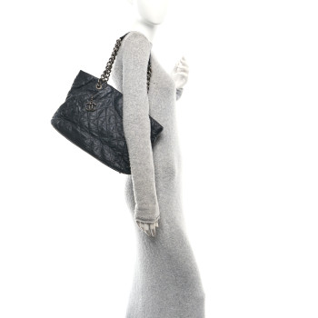 CHANEL Calfskin Quilted Large Coco Pleats Tote Black