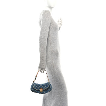 LOUIS VUITTON Monogram Denim Mini Pleaty Blue
