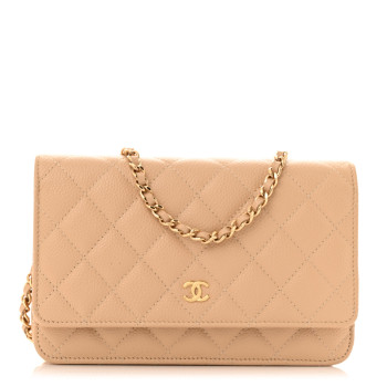 CHANEL Caviar Quilted Wallet on Chain WOC Beige