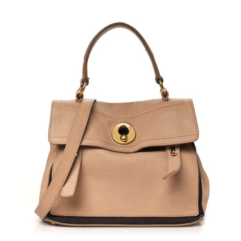 SAINT LAURENT Calfskin Canvas Small Muse Two Beige