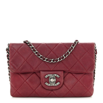 CHANEL Lambskin Quilted Mini Mineral Nights Flap Crossbody Bag Dark Red