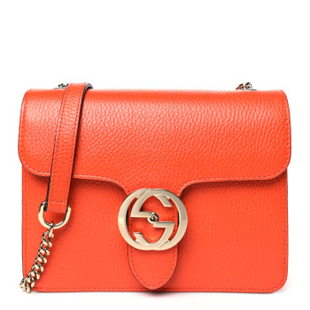 GUCCI Dollar Calfskin Small Interlocking G Shoulder Bag Sun Orange