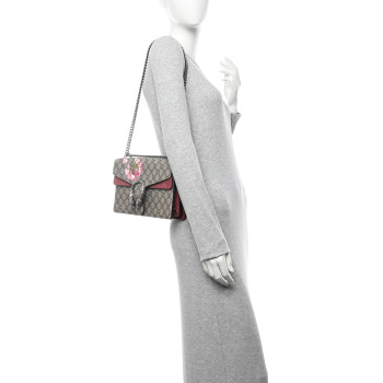 GUCCI GG Supreme Monogram Blooms Small Dionysus Shoulder Bag Beige Multicolor Dry Rose