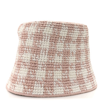 PRADA Yarn Raffia Effect Crochet Triangle Bucket Hat M Alabastro