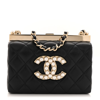 CHANEL Lambskin Quilted Pearl CC Vanity Case Black