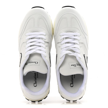CHRISTIAN DIOR Calfskin C'est Dior Sneakers 37.5 White Black