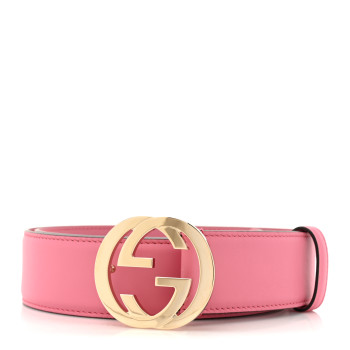 GUCCI Moon Calfskin Interlocking G 37mm Belt 90 36 Glossy Pink