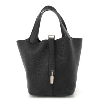 HERMES Taurillon Clemence Picotin Lock 18 PM Black