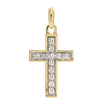 DAVID YURMAN 18K Yellow Gold Diamond 23mm Amulet Cross Pendant
