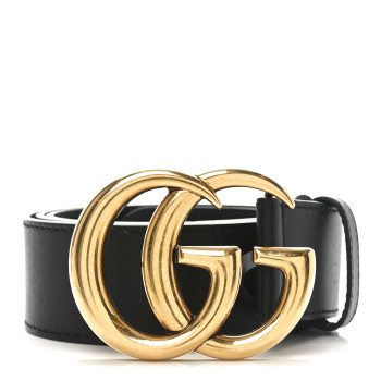 GUCCI Calfskin Double G 40mm Belt 90 36 Black