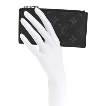 LOUIS VUITTON Monogram Eclipse Taiga Coin Card Holder Black