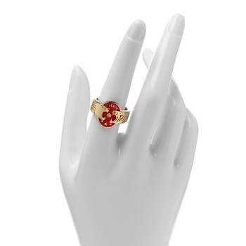 FOUNDRAE 18K Yellow Gold Enamel Diamond Strength Cigar Band 57 8 Red