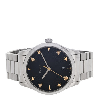 GUCCI Stainless Steel 38mm G-Timeless Charm Quartz Watch Black
