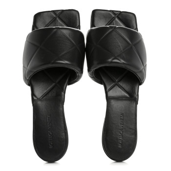 BOTTEGA VENETA Nappa Quilted Rubber Lido Flat Sandals 40 Black