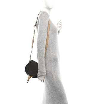CHLOE Suede Calfskin Small Marcie Saddle Bag Chocolate Brown
