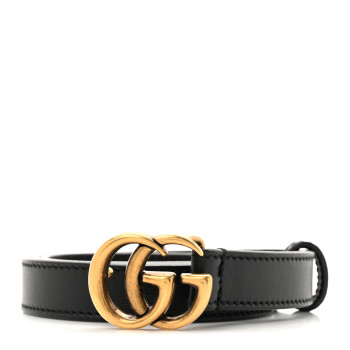 GUCCI Calfskin Double G 20mm Belt 75 30 Black