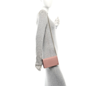 GUCCI Dollar Calfskin Medium Betty Chain Wallet Soft Pink