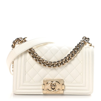 CHANEL Caviar Quilted Small Boy Flap White