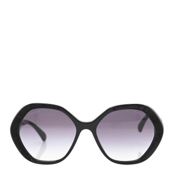 CHANEL Acetate Sequin Round Sunglasses 5451-A Black