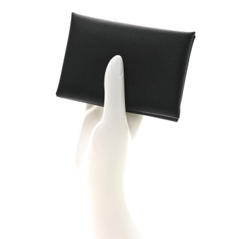 HERMES Epsom Calvi Duo Card Case Black