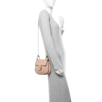 CHLOE Grained Lambskin Mini Drew Shoulder Bag Cement Pink