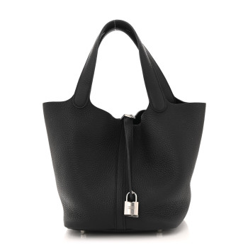 HERMES Taurillon Clemence Picotin Lock 22 MM Black