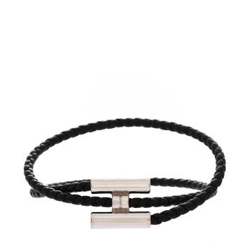 HERMES Swift Double Wrap Cord Tournis Tresse Bracelet  Black