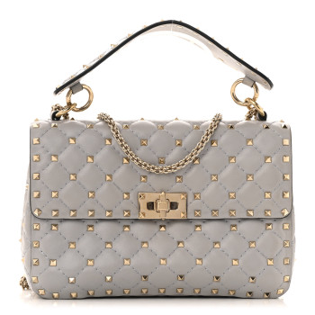 VALENTINO GARAVANI Nappa Medium Rockstud Spike Shoulder Bag Pastel Grey