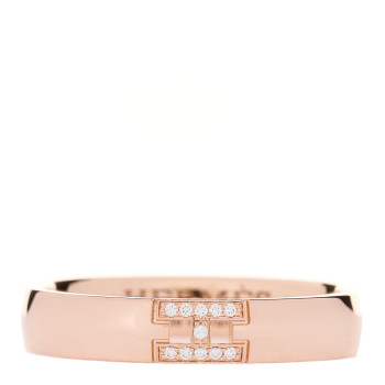 HERMES 18K Rose Gold Diamond Ever Herakles Wedding Band Ring 53 6.5