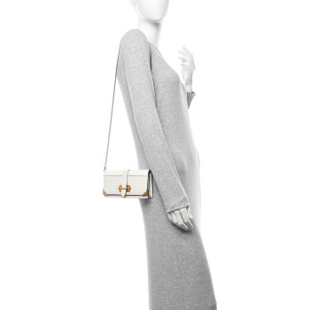 PRADA City Calfskin Cahier Clutch With Chain White