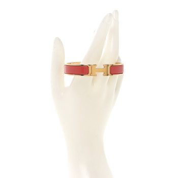 HERMES Enamel Narrow Clic Clac H Bracelet GM Rose Patch