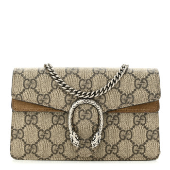 GUCCI GG Supreme Monogram Super Mini Dionysus Shoulder Bag Taupe