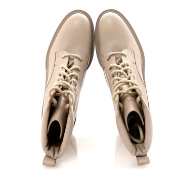 HERMES Calfskin Bridge Ankle Boots 38 Beige Grege