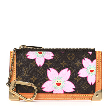 LOUIS VUITTON Monogram Cherry Blossom Key Pouch Brown